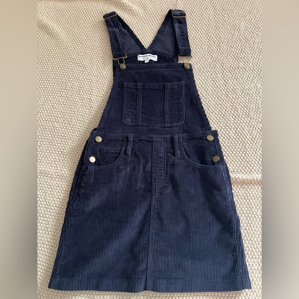 American Apparel Navy Corduroy Overall Dress